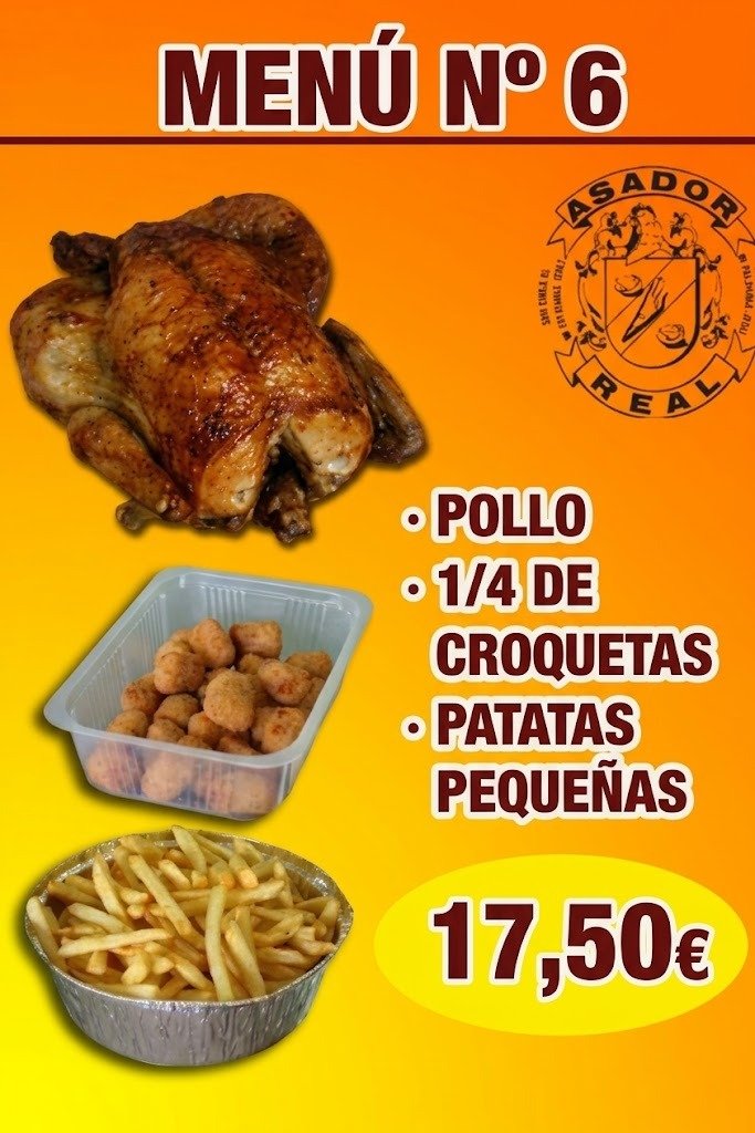 Menú Nº 6 Pollo Asado y Croquetas con Patatas Asador Real Jerez